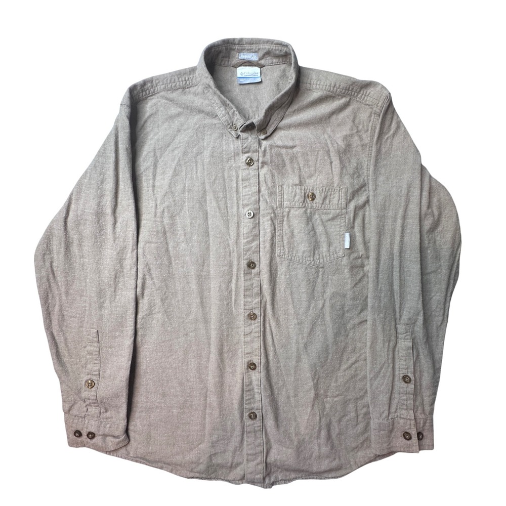 Columbia Shirt‎ Men L Tan Sportswear Regular Fit Cotton Button Down Long Sleeve